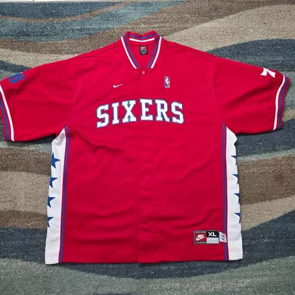 Philadelphia 76ers Sixers Team Nike NBA Warm-Up Snap-on Jersey Jacket XL - Picture 2 of 7